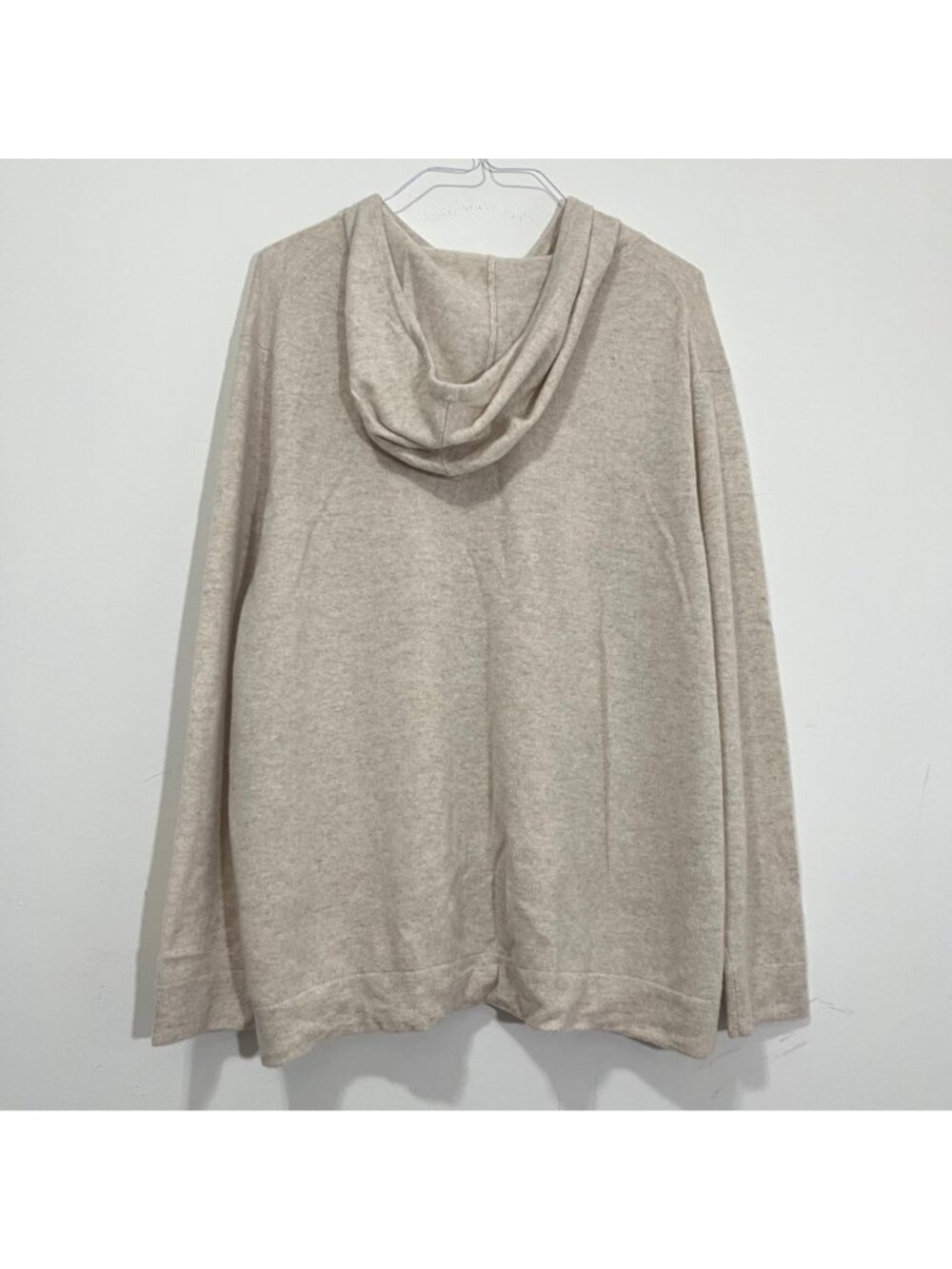 Naadam Sz 2X Signature 100% Cashmere Hoodie Sweater Pullover Beige *Small Holes - Picture 5 of 14